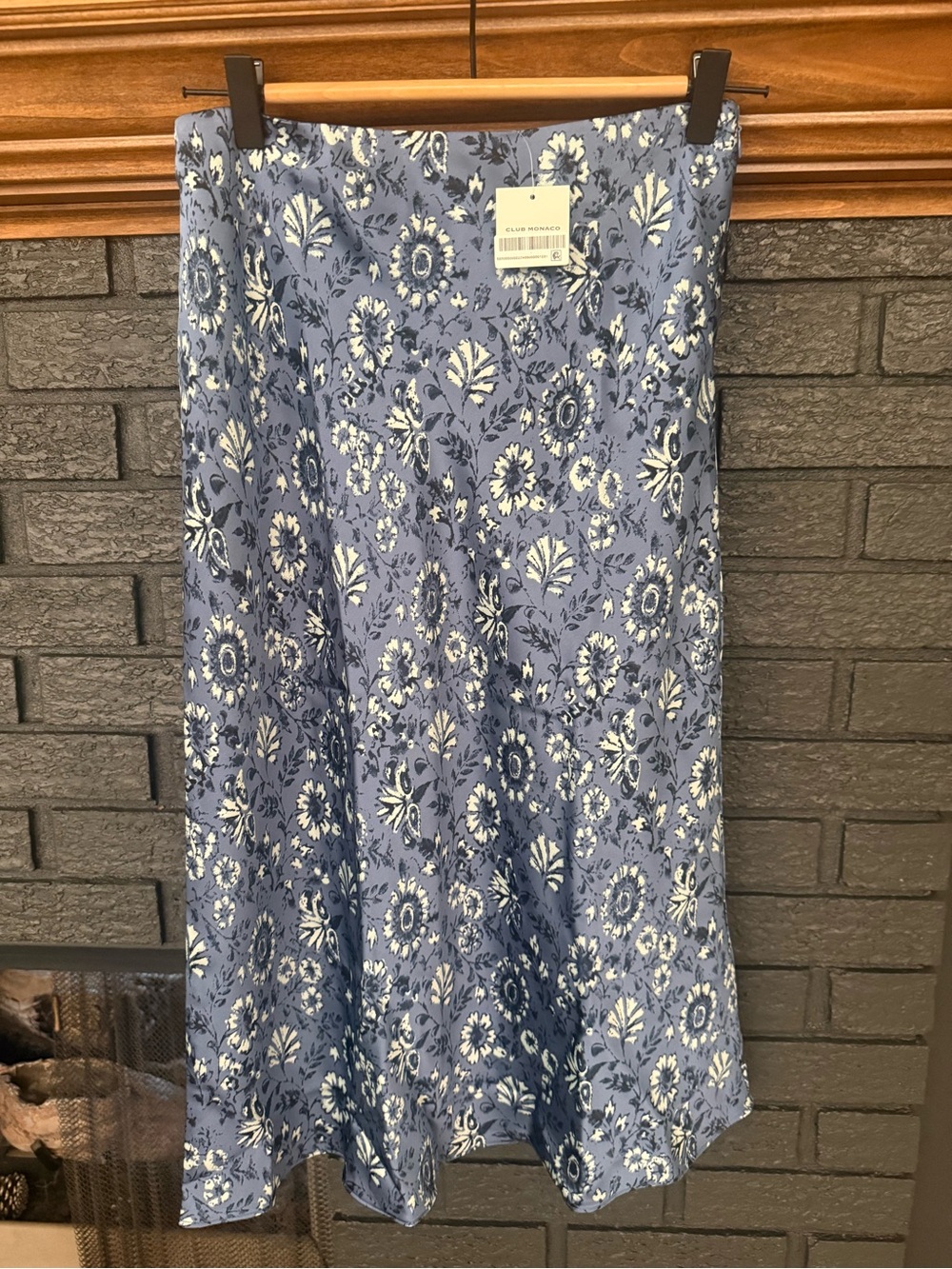 Club Monaco Blue and White Floral Midi Skirt